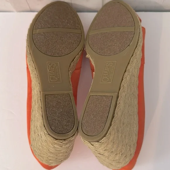 Chaps Size 8.5B Dakoda Orange Wedge Espadrille Sandals coquette Office Siren - Picture 5 of 8